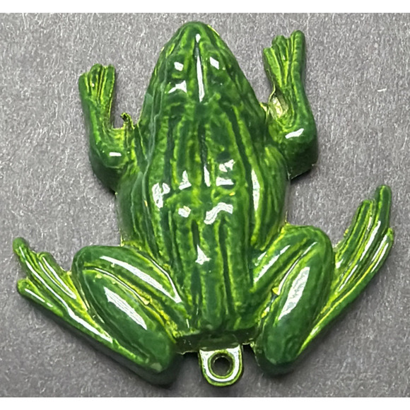 Vintage Shackman Co Green Metal Enamel Good Luck Frog Clicker Keychain - Picture 5 of 11